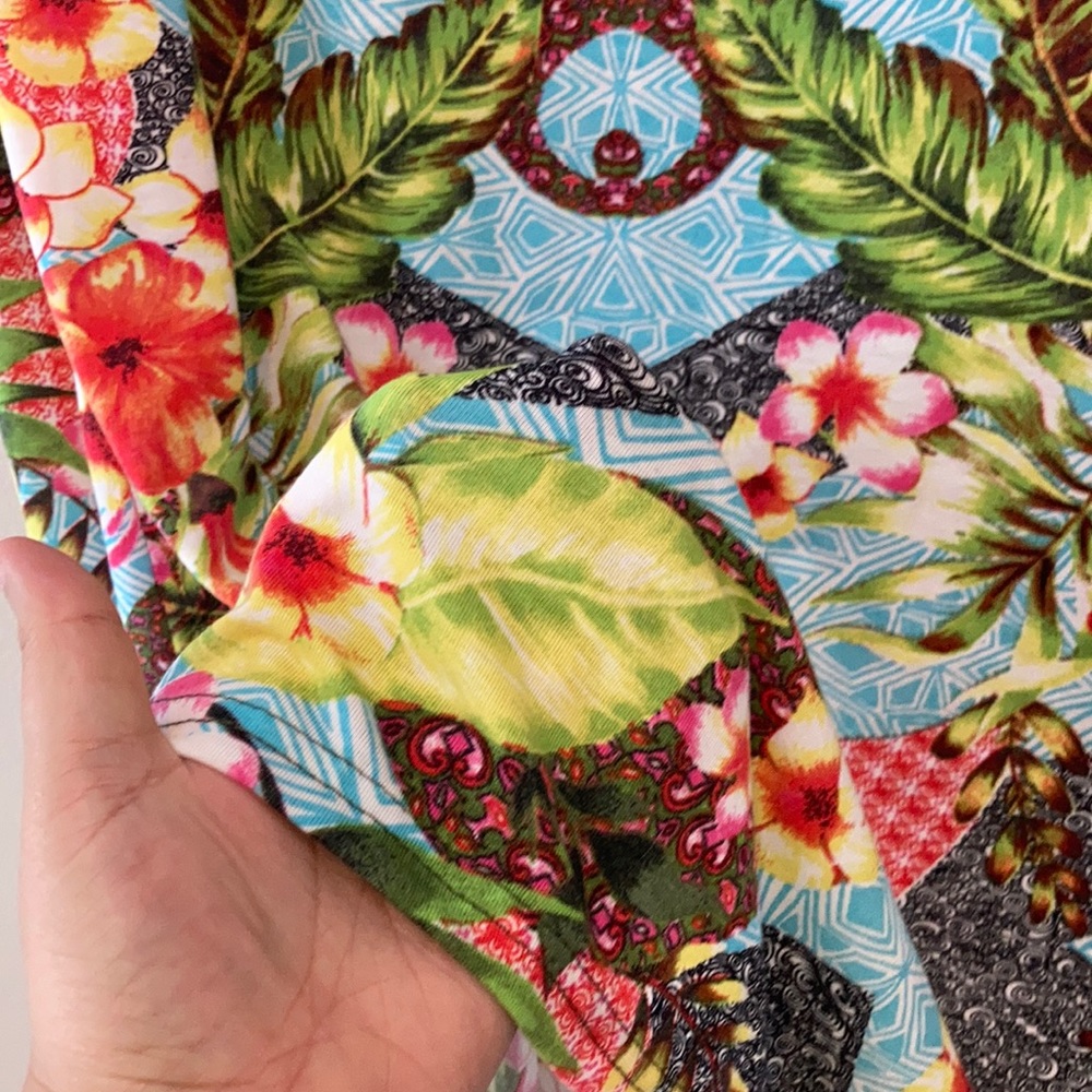 HP!💎 INC., NWT Skirt, Tropical Print, Palm Leaves, Midi, Hi-Lo, Jersey, Size XL - Picture 4 of 11